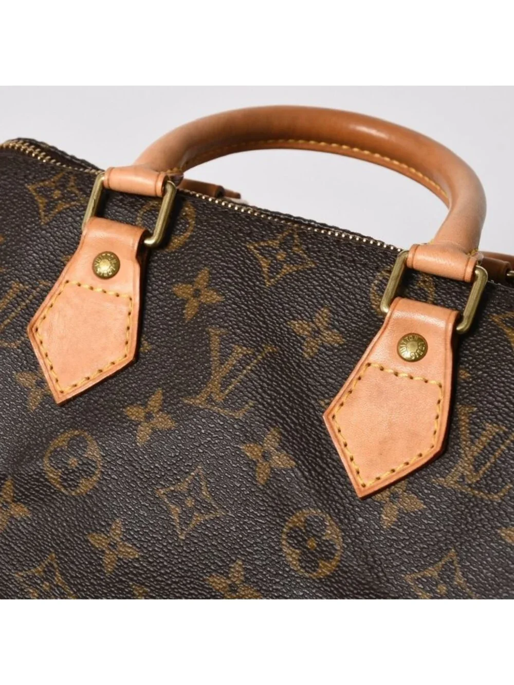 Louis Vuitton Speedy 25 Handbag Monogram Leather Brown Gold